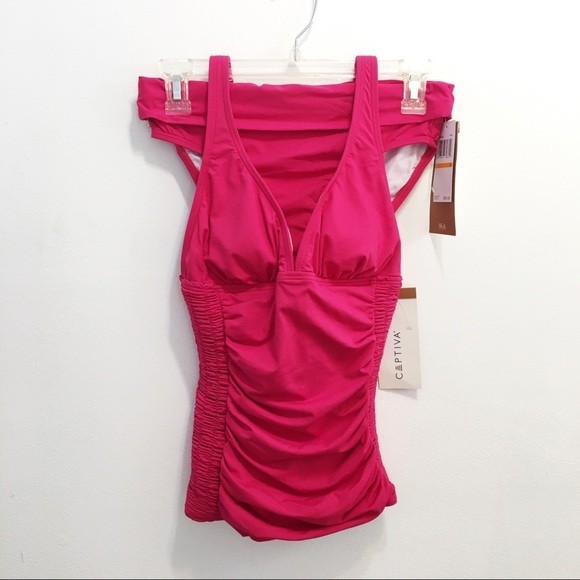 Captiva NWT Women's Two Piece Pink Tankini Bikini Swim Bathing Suit S - Picture 1 of 8